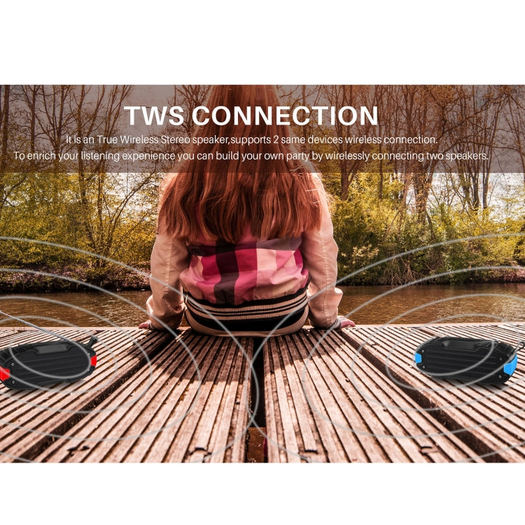 New Rixing NR-907FM TWS Outdoor Bluetooth Speaker Support Hands-free Call / FM with Handle & Antenna(Blue) - free shipping - PMC Jewellery - Order now!