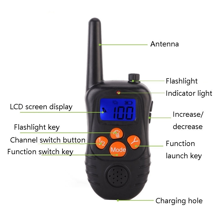 998DC Bark Stopper Remote Control Electric Shock Collar Dog Training Device, Plug Type:EU Plug - free shipping - PMC TechLife - Order now!
