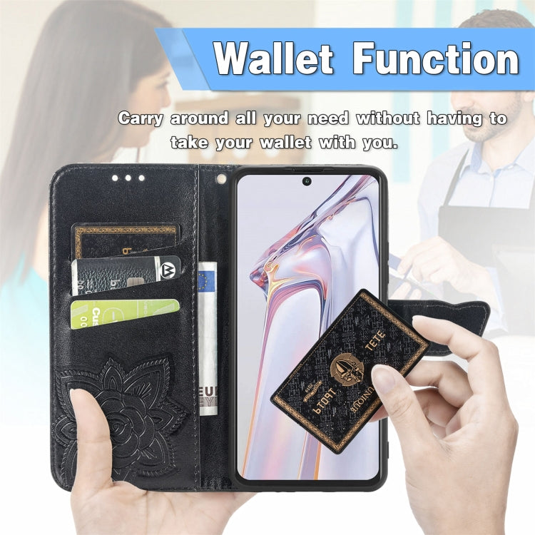 For Blackview A100 Butterfly Love Flower Embossed Horizontal Flip Leather Case with Holder & Card Slots & Wallet & Lanyard(Black) - More Brand by PMC TechLife | Online Shopping South Africa | PMC TechLife