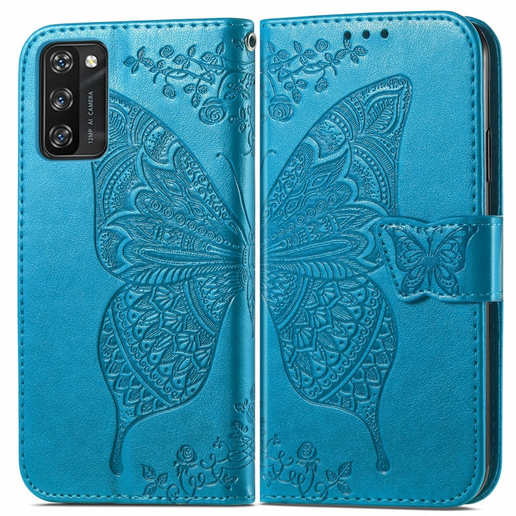 For Blackview A100 Butterfly Love Flower Embossed Horizontal Flip Leather Case with Holder & Card Slots & Wallet & Lanyard(Blue) - More Brand by PMC TechLife | Online Shopping South Africa | PMC TechLife | Buy Now Pay Later Mobicred