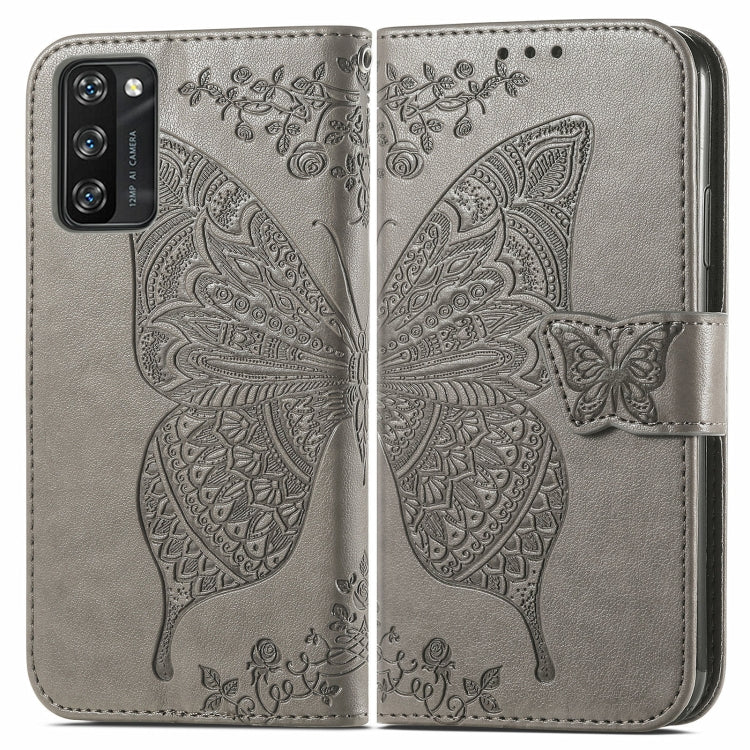 For Blackview A100 Butterfly Love Flower Embossed Horizontal Flip Leather Case with Holder & Card Slots & Wallet & Lanyard(Gray) - More Brand by PMC TechLife | Online Shopping South Africa | PMC TechLife | Buy Now Pay Later Mobicred