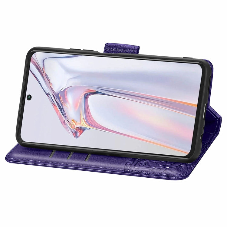 For Blackview A100 Butterfly Love Flower Embossed Horizontal Flip Leather Case with Holder & Card Slots & Wallet & Lanyard(Dark Purple) - More Brand by PMC TechLife | Online Shopping South Africa | PMC TechLife | Buy Now Pay Later Mobicred