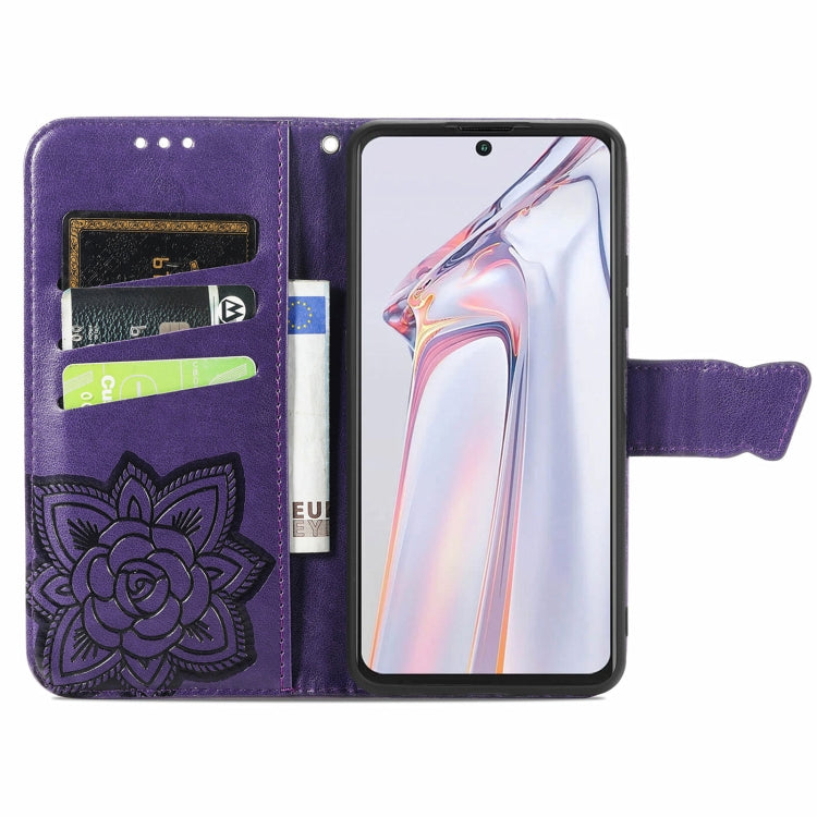 For Blackview A100 Butterfly Love Flower Embossed Horizontal Flip Leather Case with Holder & Card Slots & Wallet & Lanyard(Dark Purple) - More Brand by PMC TechLife | Online Shopping South Africa | PMC TechLife | Buy Now Pay Later Mobicred