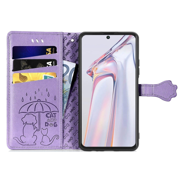 For Blackview A100 Lovely Cat and Dog Embossing Pattern Horizontal Flip Leather Case , with Holder & Card Slots & Wallet & Cartoon Clasp & Lanyard(Purple) - More Brand by PMC TechLife | Online Shopping South Africa | PMC TechLife | Buy Now Pay Later Mobicred