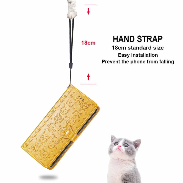 For Blackview A100 Lovely Cat and Dog Embossing Pattern Horizontal Flip Leather Case , with Holder & Card Slots & Wallet & Cartoon Clasp & Lanyard(Yellow) - More Brand by PMC TechLife | Online Shopping South Africa | PMC TechLife | Buy Now Pay Later Mobicred