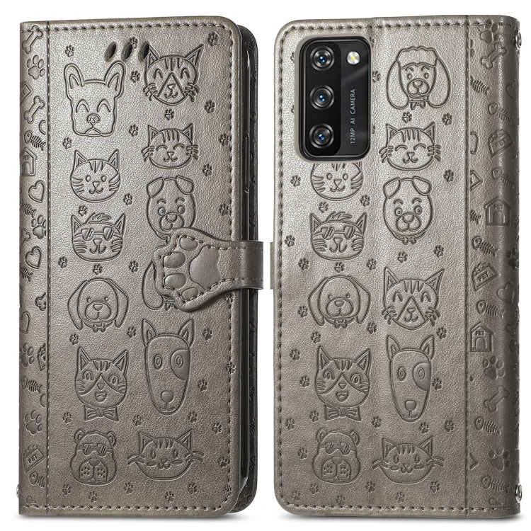 For Blackview A100 Lovely Cat and Dog Embossing Pattern Horizontal Flip Leather Case , with Holder & Card Slots & Wallet & Cartoon Clasp & Lanyard(Grey) - More Brand by PMC TechLife | Online Shopping South Africa | PMC TechLife | Buy Now Pay Later Mobicred