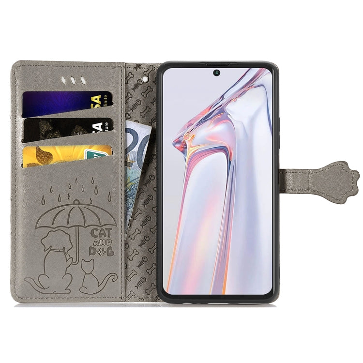 For Blackview A100 Lovely Cat and Dog Embossing Pattern Horizontal Flip Leather Case , with Holder & Card Slots & Wallet & Cartoon Clasp & Lanyard(Grey) - More Brand by PMC TechLife | Online Shopping South Africa | PMC TechLife | Buy Now Pay Later Mobicred