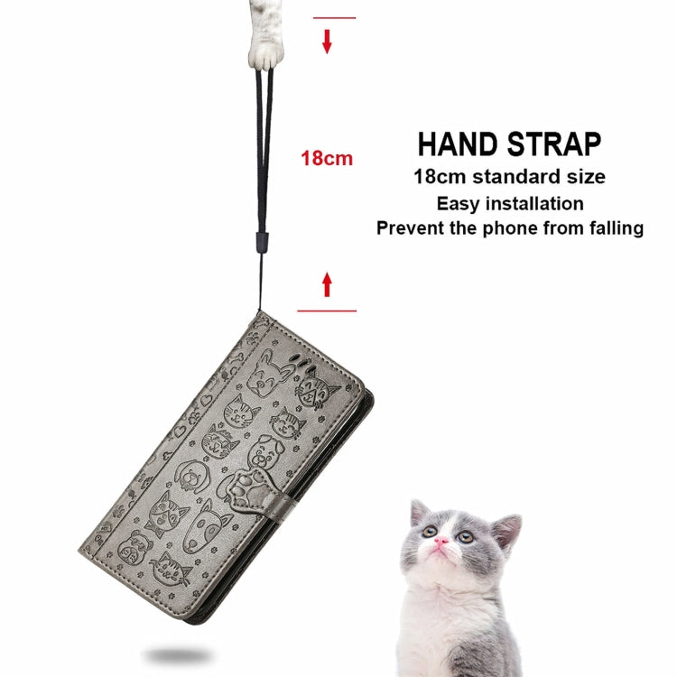 For Blackview A100 Lovely Cat and Dog Embossing Pattern Horizontal Flip Leather Case , with Holder & Card Slots & Wallet & Cartoon Clasp & Lanyard(Grey) - More Brand by PMC TechLife | Online Shopping South Africa | PMC TechLife | Buy Now Pay Later Mobicred