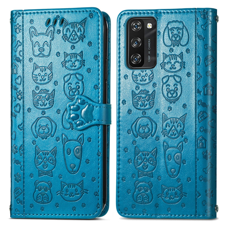 For Blackview A100 Lovely Cat and Dog Embossing Pattern Horizontal Flip Leather Case , with Holder & Card Slots & Wallet & Cartoon Clasp & Lanyard(Blue) - More Brand by PMC TechLife | Online Shopping South Africa | PMC TechLife | Buy Now Pay Later Mobicred