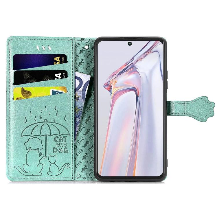 For Blackview A100 Lovely Cat and Dog Embossing Pattern Horizontal Flip Leather Case , with Holder & Card Slots & Wallet & Cartoon Clasp & Lanyard(Green) - More Brand by PMC TechLife | Online Shopping South Africa | PMC TechLife | Buy Now Pay Later Mobicred