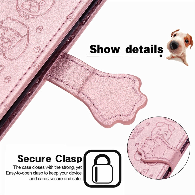 For Blackview A100 Lovely Cat and Dog Embossing Pattern Horizontal Flip Leather Case , with Holder & Card Slots & Wallet & Cartoon Clasp & Lanyard(Rose Gold) - More Brand by PMC TechLife | Online Shopping South Africa | PMC TechLife | Buy Now Pay Later Mobicred