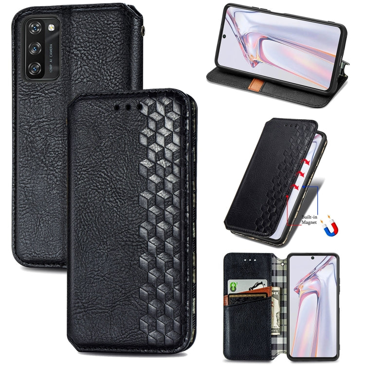 For Blackview A100 Cubic Grid Pressed Horizontal Flip Magnetic PU Leather Case with Holder & Card Slots & Wallet(Black) - free shipping - PMC TechLife - Order now!