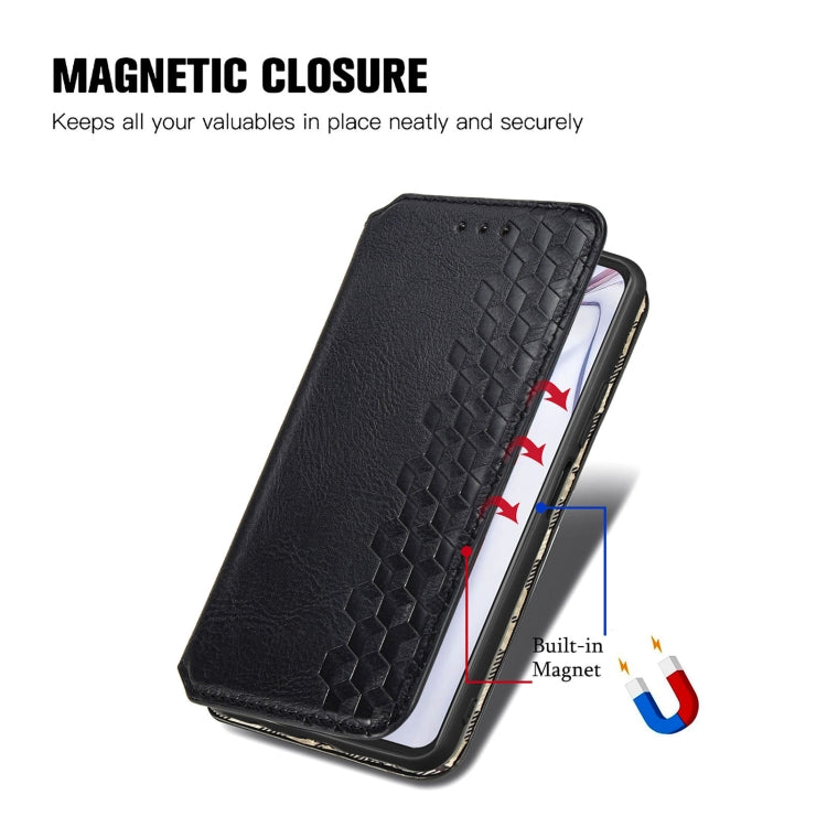 For Blackview A100 Cubic Grid Pressed Horizontal Flip Magnetic PU Leather Case with Holder & Card Slots & Wallet(Black) - free shipping - PMC TechLife - Order now!