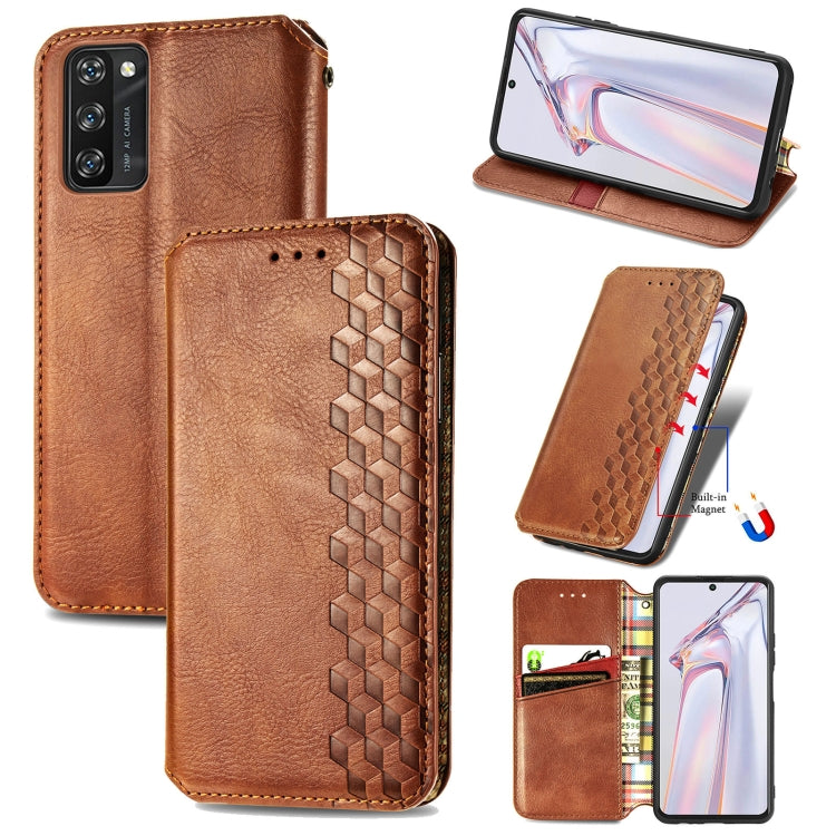 For Blackview A100 Cubic Grid Pressed Horizontal Flip Magnetic PU Leather Case with Holder & Card Slots & Wallet(Brown) - More Brand by PMC TechLife | Online Shopping South Africa | PMC TechLife | Buy Now Pay Later Mobicred