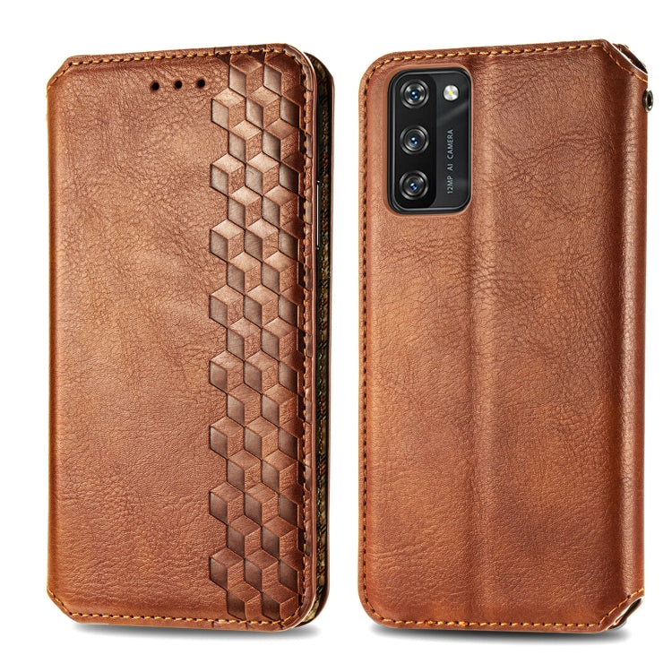 For Blackview A100 Cubic Grid Pressed Horizontal Flip Magnetic PU Leather Case with Holder & Card Slots & Wallet(Brown) - More Brand by PMC TechLife | Online Shopping South Africa | PMC TechLife | Buy Now Pay Later Mobicred