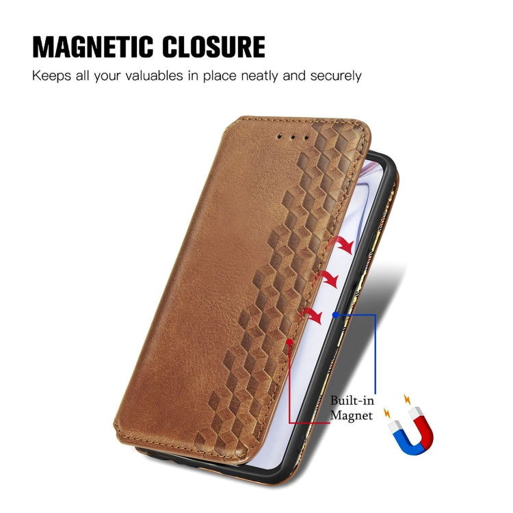 For Blackview A100 Cubic Grid Pressed Horizontal Flip Magnetic PU Leather Case with Holder & Card Slots & Wallet(Brown) - More Brand by PMC TechLife | Online Shopping South Africa | PMC TechLife | Buy Now Pay Later Mobicred