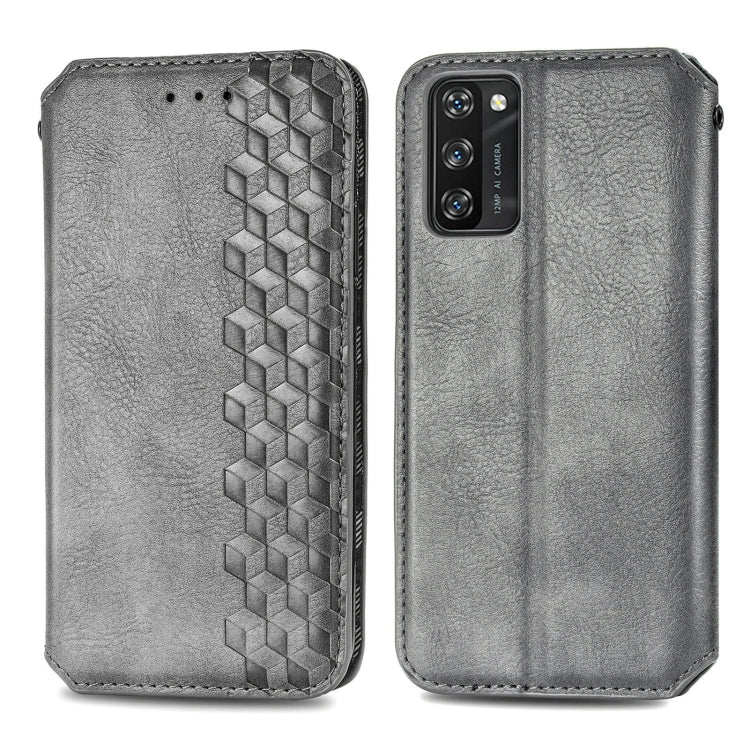 For Blackview A100 Cubic Grid Pressed Horizontal Flip Magnetic PU Leather Case with Holder & Card Slots & Wallet(Grey) - free shipping - PMC TechLife - Order now!