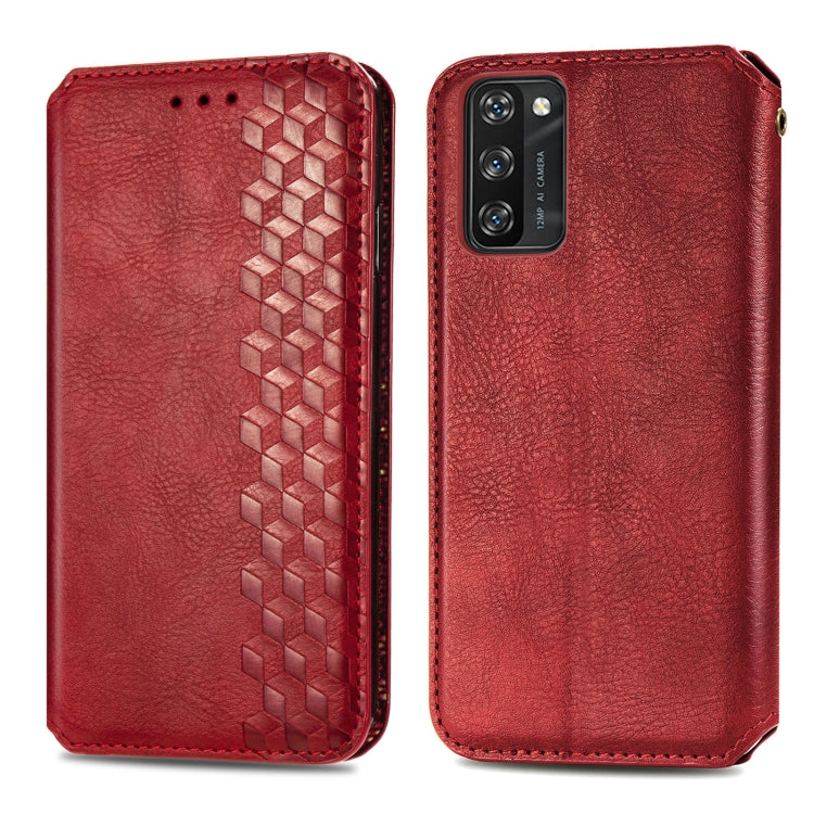 For Blackview A100 Cubic Grid Pressed Horizontal Flip Magnetic PU Leather Case with Holder & Card Slots & Wallet(Red) - More Brand by PMC TechLife | Online Shopping South Africa | PMC TechLife
