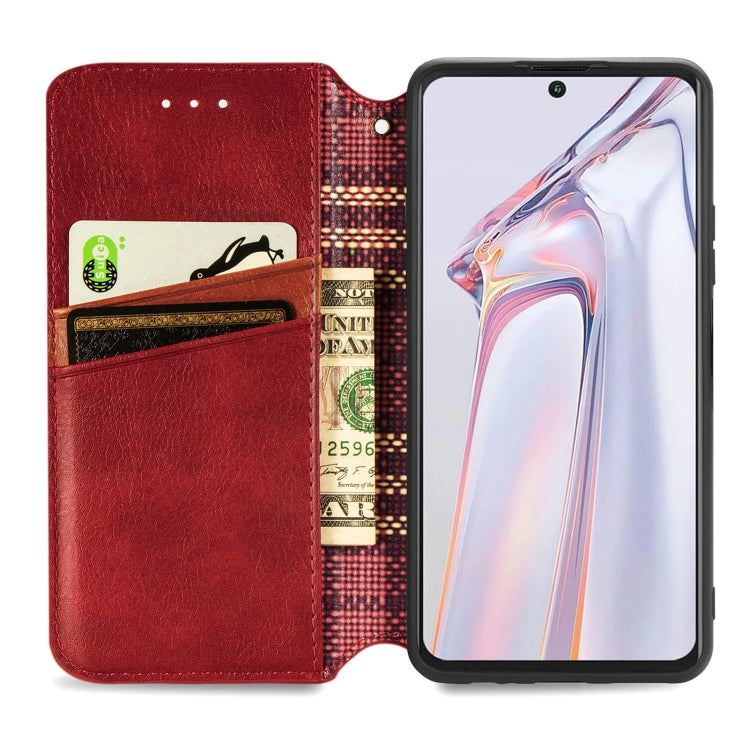 For Blackview A100 Cubic Grid Pressed Horizontal Flip Magnetic PU Leather Case with Holder & Card Slots & Wallet(Red) - More Brand by PMC TechLife | Online Shopping South Africa | PMC TechLife