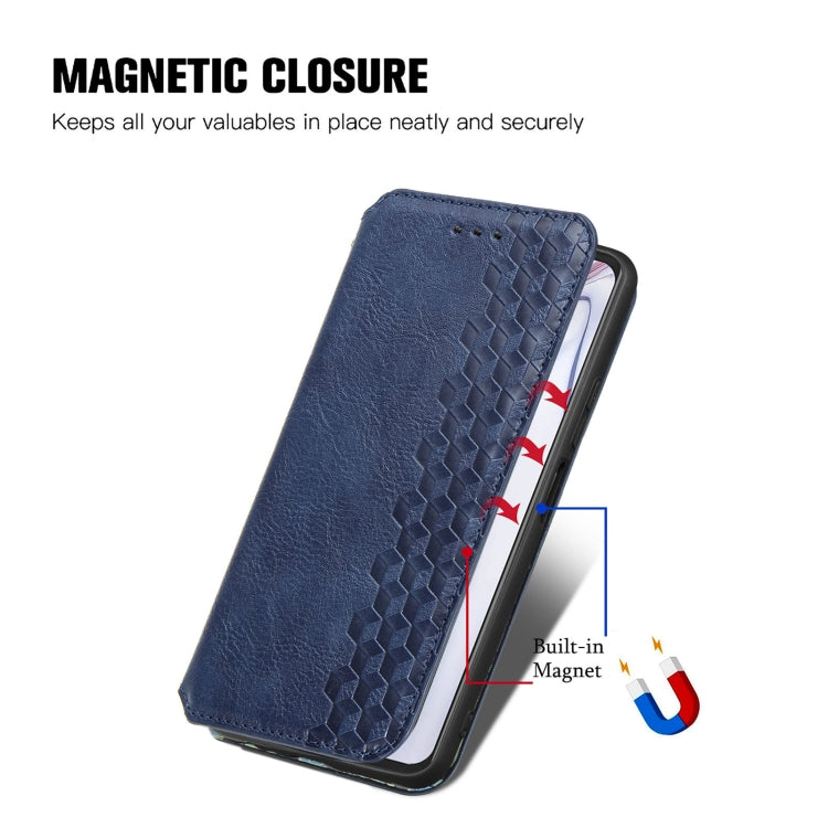 For Blackview A100 Cubic Grid Pressed Horizontal Flip Magnetic PU Leather Case with Holder & Card Slots & Wallet(Blue) - More Brand by PMC TechLife | Online Shopping South Africa | PMC TechLife | Buy Now Pay Later Mobicred