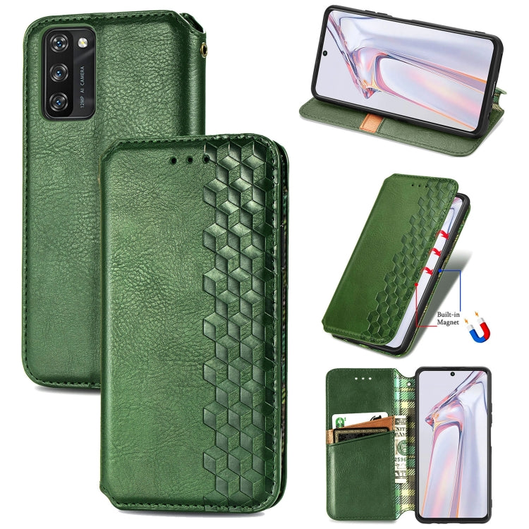 For Blackview A100 Cubic Grid Pressed Horizontal Flip Magnetic PU Leather Case with Holder & Card Slots & Wallet(Green) - free shipping - PMC TechLife - Order now!