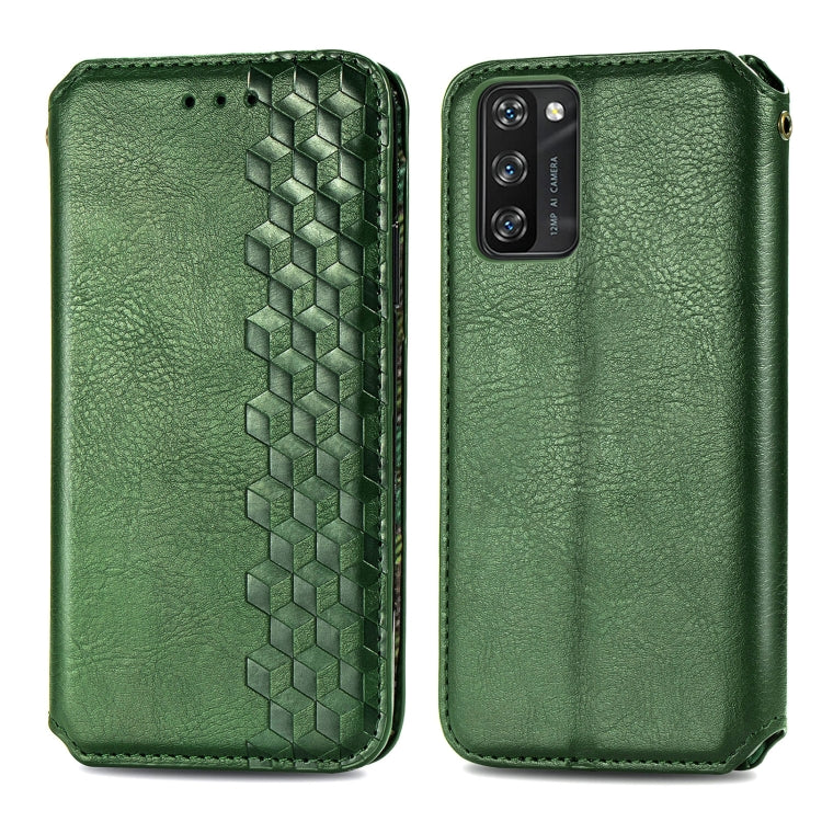 For Blackview A100 Cubic Grid Pressed Horizontal Flip Magnetic PU Leather Case with Holder & Card Slots & Wallet(Green) - free shipping - PMC TechLife - Order now!