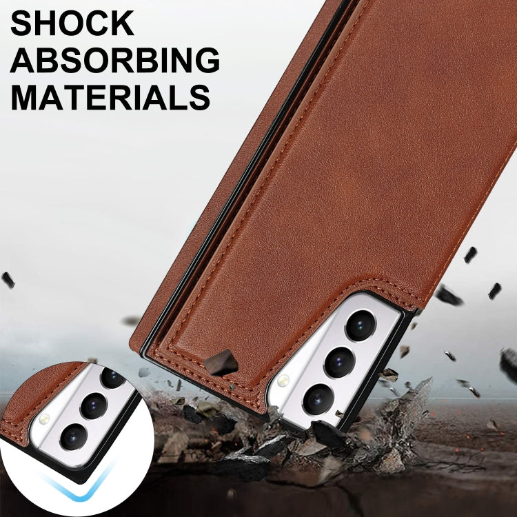 For Samsung Galaxy S21+ 5G Cross-body Square Double Buckle Flip Card Bag TPU+PU Case with Card Slots & Wallet & Photo & Strap(Brown) - free shipping - PMC TechLife - Order now!
