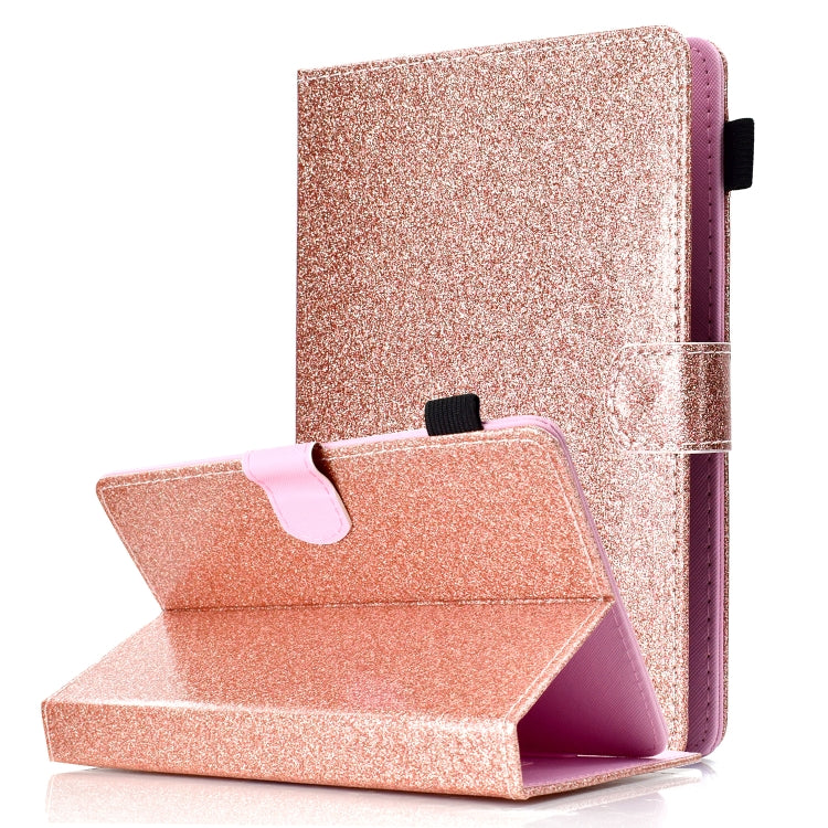 For 10 inch Tablet Varnish Glitter Powder Horizontal Flip Leather Case with Holder & Card Slot(Rose Gold) - free shipping - PMC TechLife - Order now!
