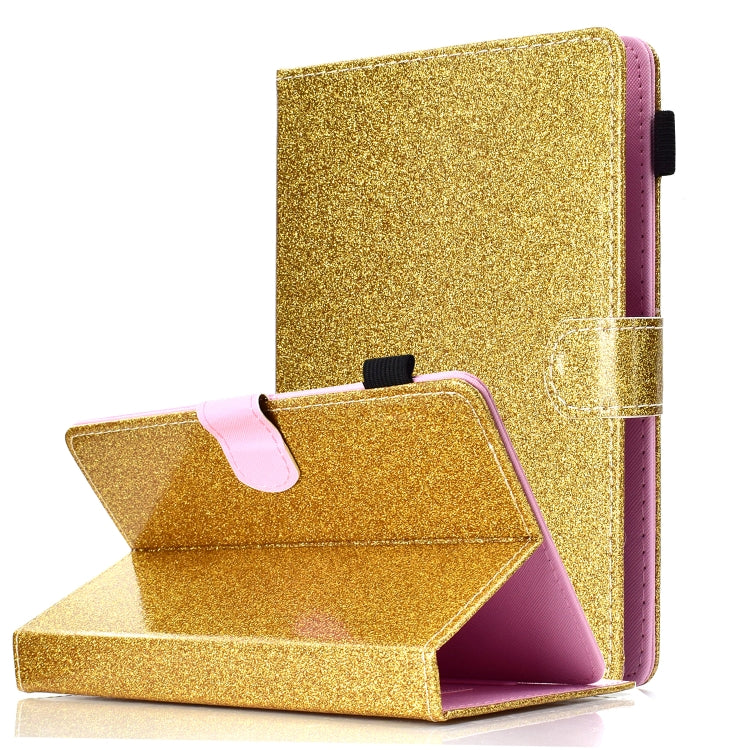 For 10 inch Tablet Varnish Glitter Powder Horizontal Flip Leather Case with Holder & Card Slot(Gold) - 10 - 11 inch by PMC TechLife | Online Shopping South Africa | PMC TechLife | Buy Now Pay Later Mobicred