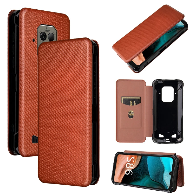 For Doogee S86 / S86 Pro Carbon Fiber Texture Horizontal Flip TPU + PC + PU Leather Case with Card Slot(Brown) - More Brand by PMC TechLife | Online Shopping South Africa | PMC TechLife | Buy Now Pay Later Mobicred