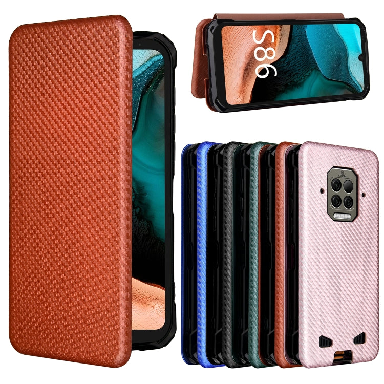 For Doogee S86 / S86 Pro Carbon Fiber Texture Horizontal Flip TPU + PC + PU Leather Case with Card Slot(Brown) - More Brand by PMC TechLife | Online Shopping South Africa | PMC TechLife | Buy Now Pay Later Mobicred