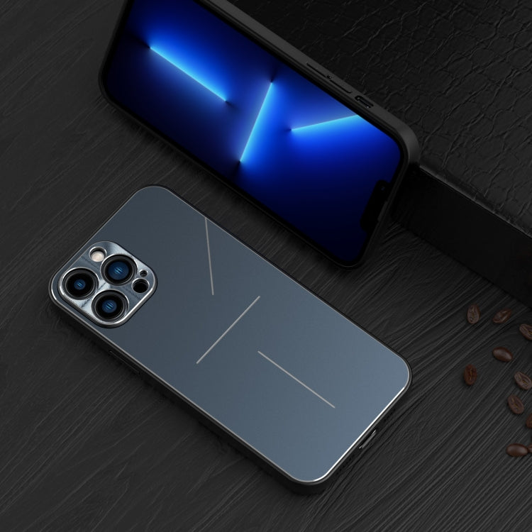 For iPhone 11 Pro R-JUST RJ-52 3-Line Style Metal TPU Shockproof Protective Case (Blue) - iPhone 11 Pro Cases by R-JUST | Online Shopping South Africa | PMC TechLife | Buy Now Pay Later Mobicred