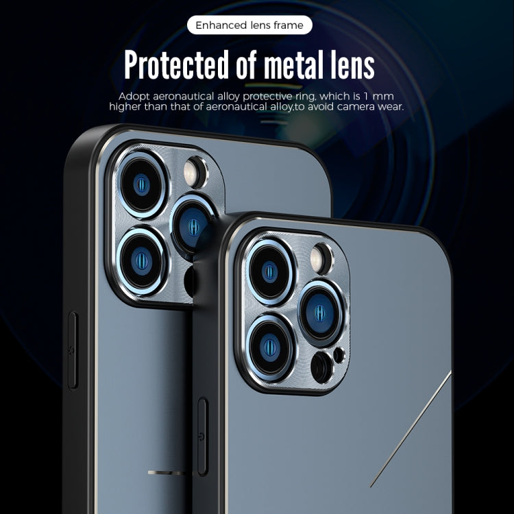 For iPhone 11 Pro R-JUST RJ-52 3-Line Style Metal TPU Shockproof Protective Case (Blue) - iPhone 11 Pro Cases by R-JUST | Online Shopping South Africa | PMC TechLife | Buy Now Pay Later Mobicred