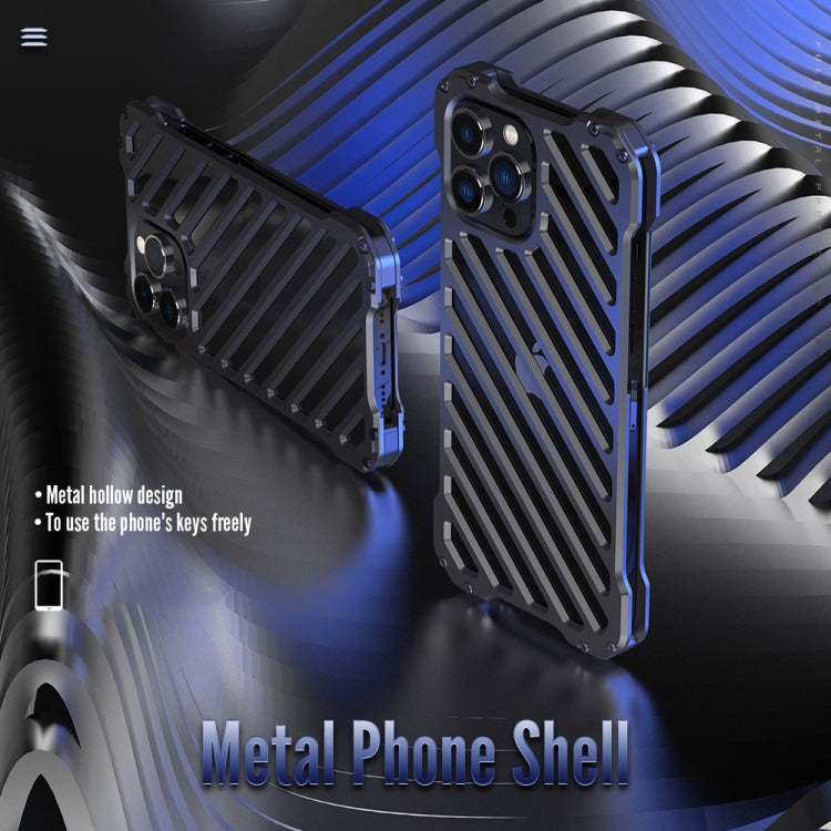 For iPhone 13 Pro Max R-JUST RJ-50 Hollow Breathable Armor Metal Shockproof Protective Case(Silver Grey) - iPhone 13 Pro Max Cases by R-JUST | Online Shopping South Africa | PMC TechLife | Buy Now Pay Later Mobicred