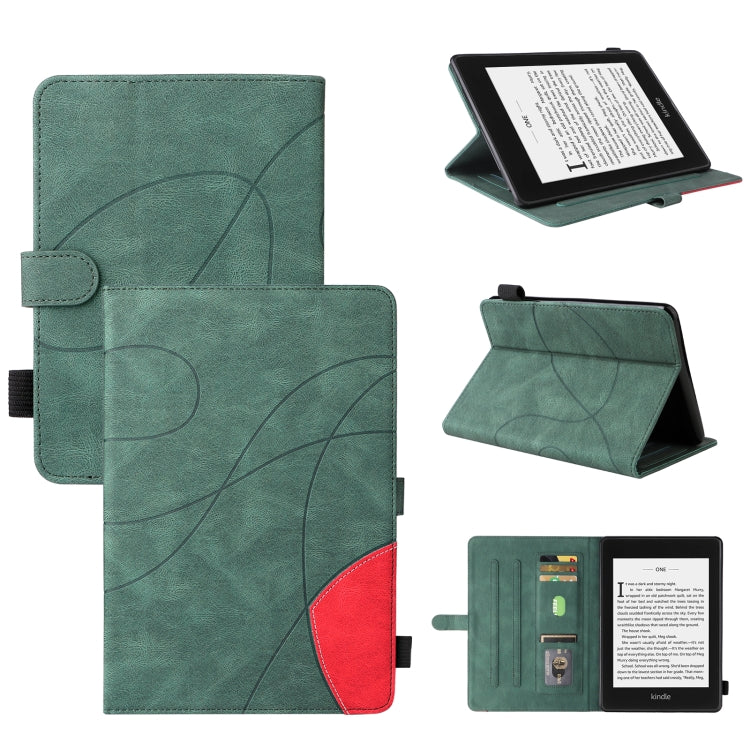 For Amazon Kindle Paperwhite 4 / 3 / 2 / 1 Dual-color Splicing Horizontal Flip PU Leather Case with Holder & Card Slots & Sleep / Wake-up Function(Green) - Amazon by PMC TechLife | Online Shopping South Africa | PMC TechLife | Buy Now Pay Later Mobicred