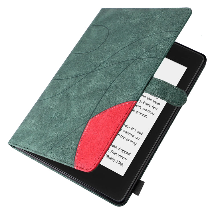 For Amazon Kindle Paperwhite 4 / 3 / 2 / 1 Dual-color Splicing Horizontal Flip PU Leather Case with Holder & Card Slots & Sleep / Wake-up Function(Green) - Amazon by PMC TechLife | Online Shopping South Africa | PMC TechLife | Buy Now Pay Later Mobicred
