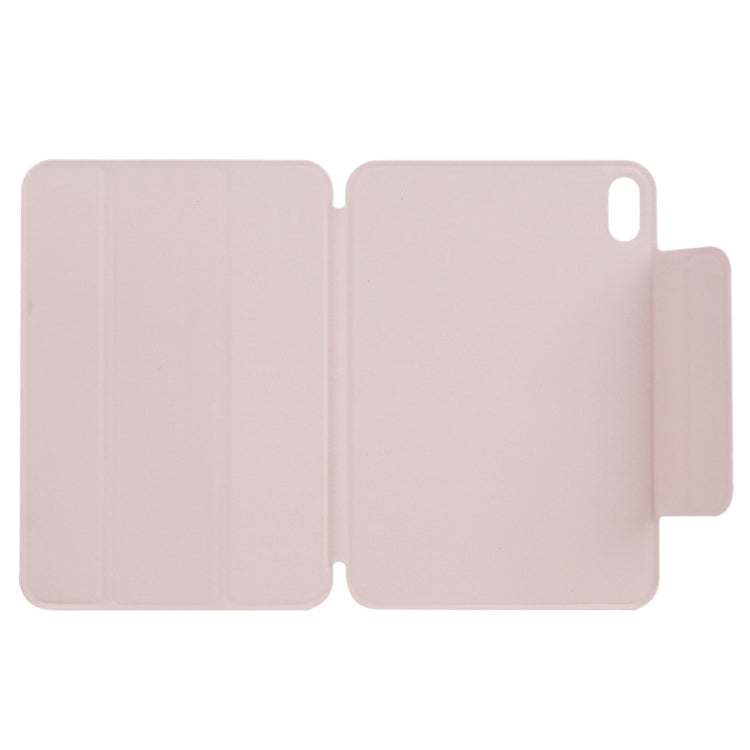 For iPad mini 2024 / mini 6 Horizontal Flip Ultra-thin Fixed Buckle Magnetic PU Tablet Case With Three-folding Holder & Sleep / Wake-up Function(Pink) - free shipping - PMC TechLife - Order now!