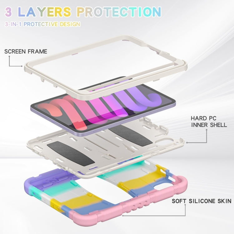 For iPad mini 6 3-Layer Protection Screen Frame + PC + Silicone Shockproof Combination Tablet Case with Holder(Colorful Pink) - iPad mini 6 Cases by PMC Jewellery | Online Shopping South Africa | PMC Jewellery | Buy Now Pay Later Mobicred