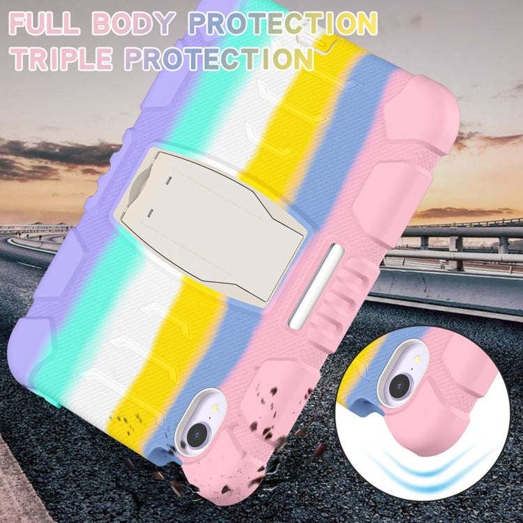 For iPad mini 6 3-Layer Protection Screen Frame + PC + Silicone Shockproof Combination Tablet Case with Holder(Colorful Pink) - iPad mini 6 Cases by PMC Jewellery | Online Shopping South Africa | PMC Jewellery | Buy Now Pay Later Mobicred