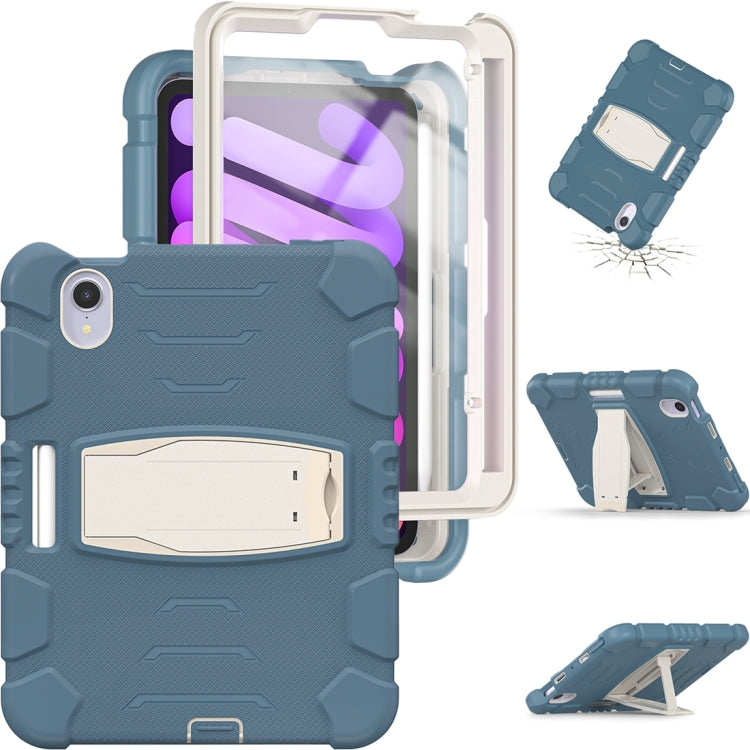 For iPad mini 6 3-Layer Protection Screen Frame + PC + Silicone Shockproof Combination Tablet Case with Holder(Cornflower Blue) - iPad mini 6 Cases by PMC Jewellery | Online Shopping South Africa | PMC Jewellery | Buy Now Pay Later Mobicred