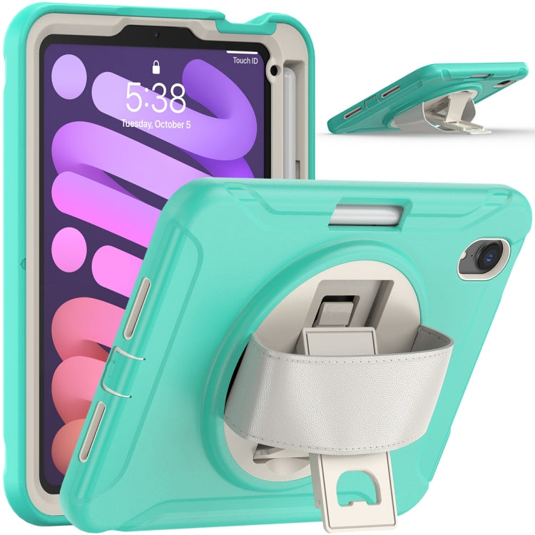 For iPad mini 6 360 Degree Rotation PC + TPU Protective Tablet Case with Holder & Hand-strap(Mint Green) - iPad mini 6 Cases by PMC Jewellery | Online Shopping South Africa | PMC Jewellery | Buy Now Pay Later Mobicred