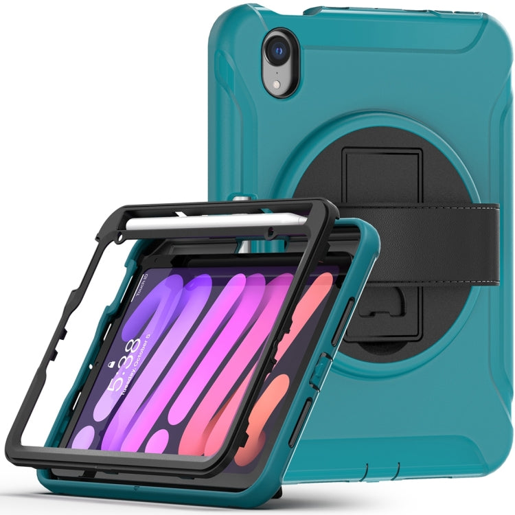 For iPad mini 6 360 Degree Rotation PC + TPU Protective Tablet Case with Holder & Hand-strap(Blue) - iPad mini 6 Cases by PMC Jewellery | Online Shopping South Africa | PMC Jewellery | Buy Now Pay Later Mobicred