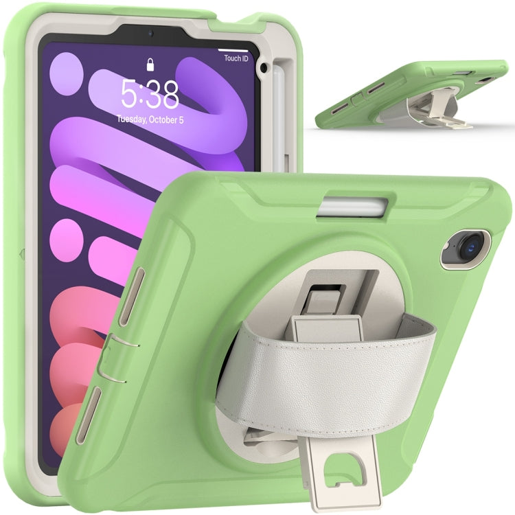For iPad mini 6 360 Degree Rotation PC + TPU Protective Tablet Case with Holder & Hand-strap(Matcha Green) - iPad mini 6 Cases by PMC Jewellery | Online Shopping South Africa | PMC Jewellery | Buy Now Pay Later Mobicred