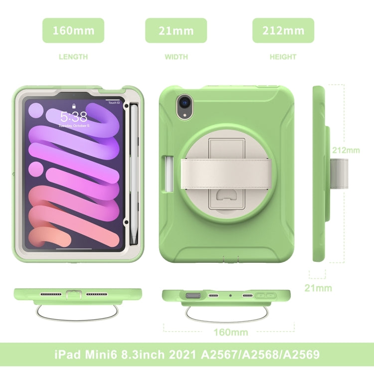 For iPad mini 6 360 Degree Rotation PC + TPU Protective Tablet Case with Holder & Hand-strap(Matcha Green) - iPad mini 6 Cases by PMC Jewellery | Online Shopping South Africa | PMC Jewellery | Buy Now Pay Later Mobicred