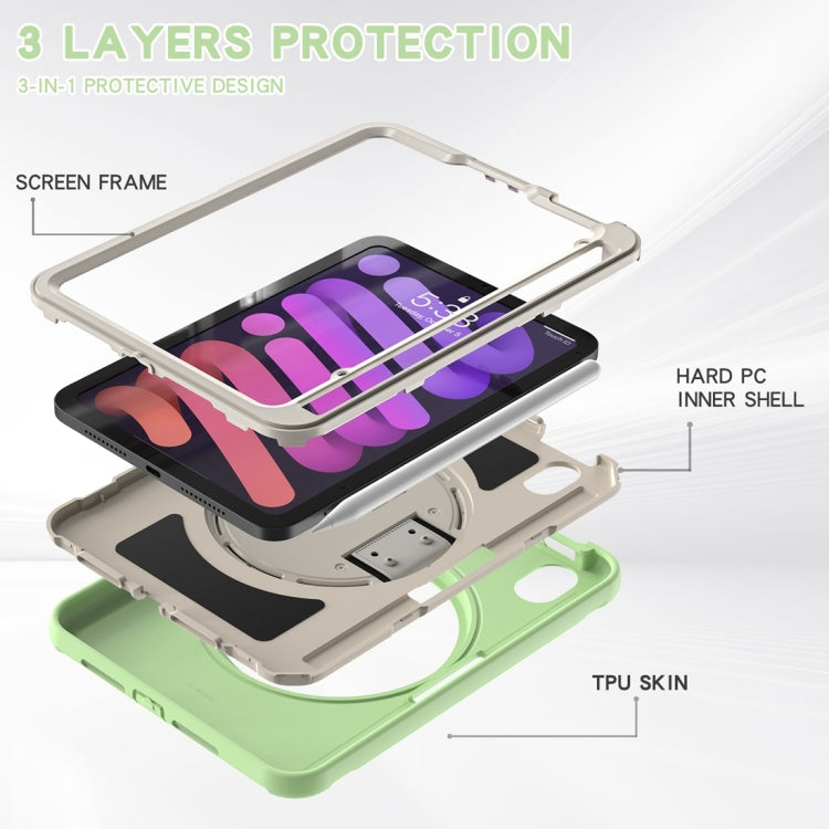 For iPad mini 6 360 Degree Rotation PC + TPU Protective Tablet Case with Holder & Hand-strap(Matcha Green) - iPad mini 6 Cases by PMC Jewellery | Online Shopping South Africa | PMC Jewellery | Buy Now Pay Later Mobicred