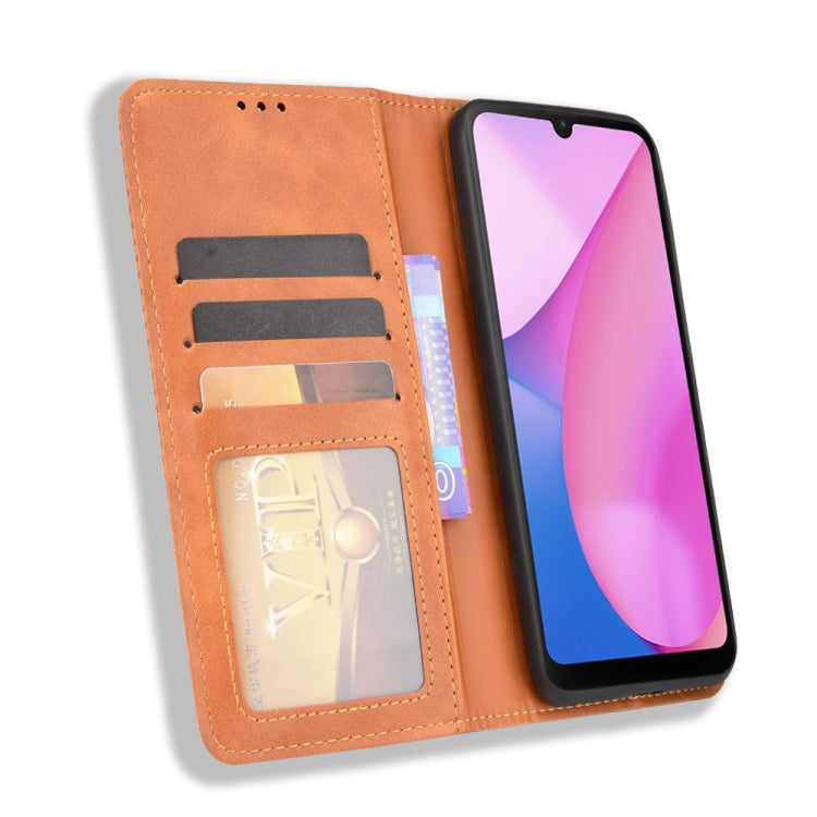 For Blackview Oscal C20 Magnetic Buckle Retro Crazy Horse Texture Horizontal Flip Leather Case with Holder & Card Slots & Photo Frame(Brown) - More Brand by PMC TechLife | Online Shopping South Africa | PMC TechLife | Buy Now Pay Later Mobicred