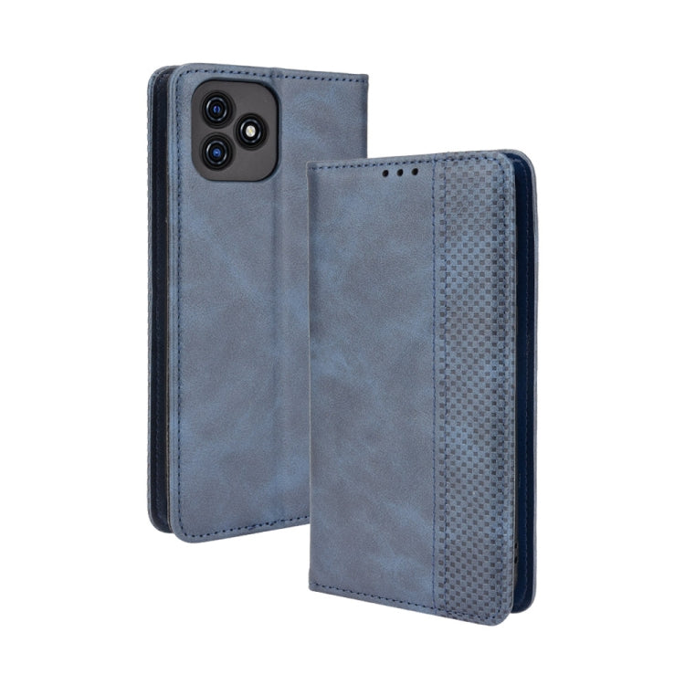 For Blackview Oscal C20 Magnetic Buckle Retro Crazy Horse Texture Horizontal Flip Leather Case with Holder & Card Slots & Photo Frame(Blue) - More Brand by PMC TechLife | Online Shopping South Africa | PMC TechLife | Buy Now Pay Later Mobicred