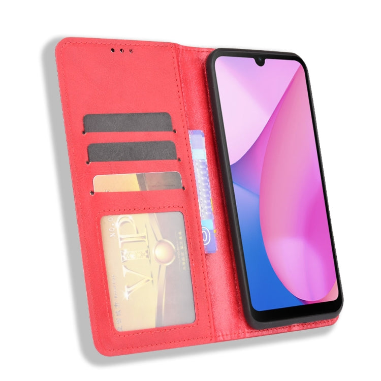 For Blackview Oscal C20 Magnetic Buckle Retro Crazy Horse Texture Horizontal Flip Leather Case with Holder & Card Slots & Photo Frame(Red) - More Brand by PMC TechLife | Online Shopping South Africa | PMC TechLife