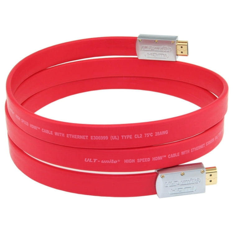 ULT-unite 4K Ultra HD Gold-plated HDMI to HDMI Flat Cable, Cable Length:17m(Red) - free shipping - PMC Jewellery - Order now!