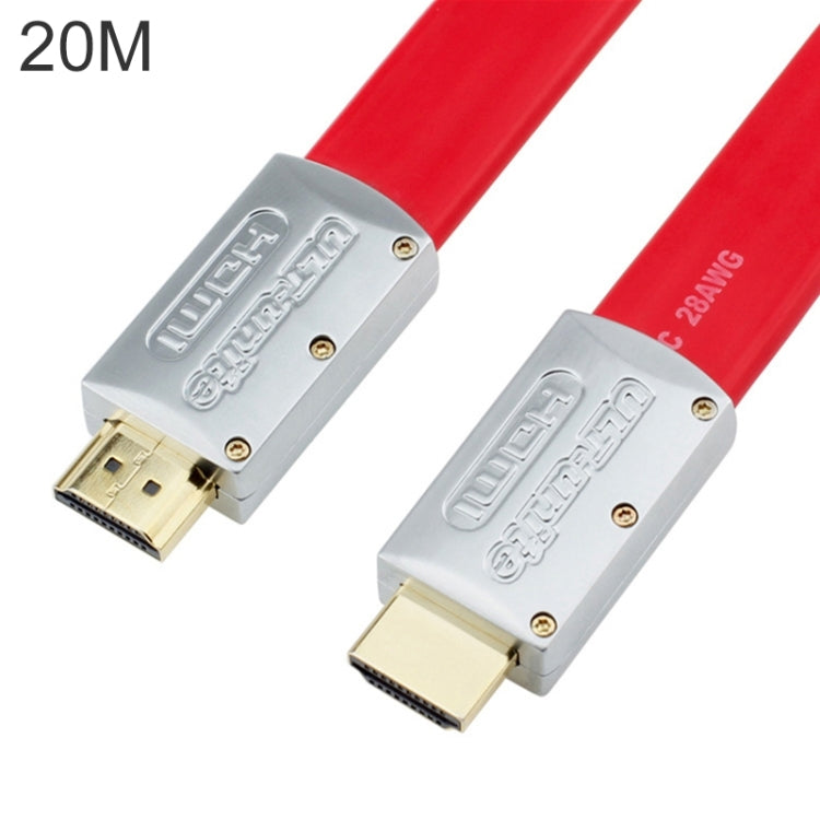 ULT-unite 4K Ultra HD Gold-plated HDMI to HDMI Flat Cable, Cable Length:20m(Red) - free shipping - PMC Jewellery - Order now!